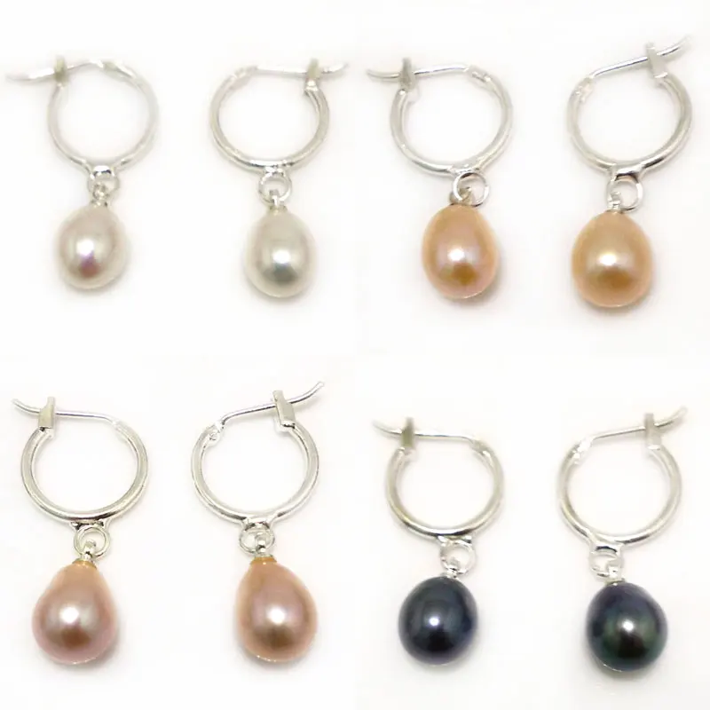 8-9mm AAA Black Natural Fresh Water Raindrop Pearl Leverback Earring | Украшения и аксессуары