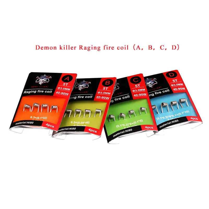 4 шт./упак. Demon Killer Raging Fire Ni80 Prebuilt Coil для 40 90 Вт RDA RTA Vape атомайзер катушки &quotсделай