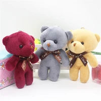 30pcs 12cm small stuffed mini teddy bears decoration key chain anime pendant toys plush pink gray brown colorful teddies bear