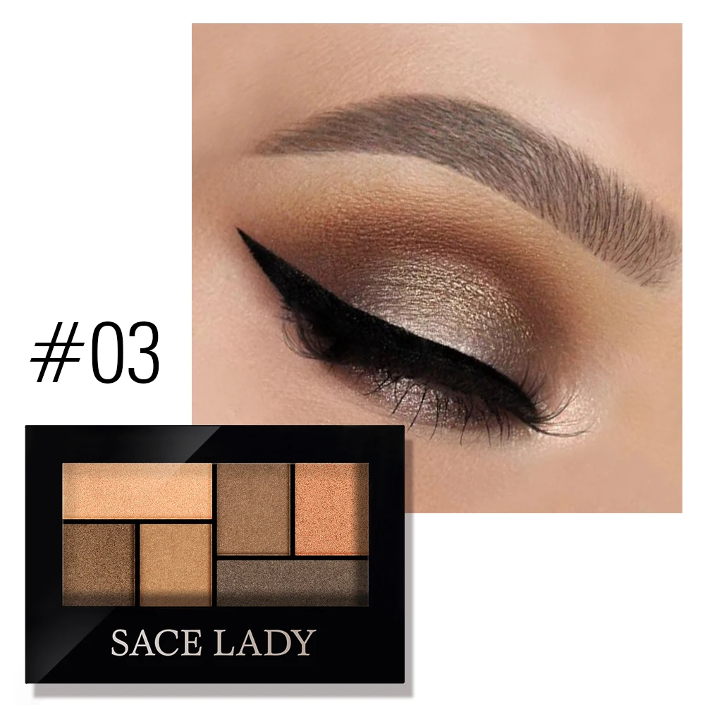 Eyeshadow 03 SACE LADY матовые тени для век Палитра Макияж 8 цветов блестящие тени для век с кистью Макияж стойкий водостойкий натуральный косметический - Цвет: Eyeshadow 03