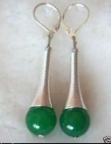 

Fashion Long horn shape natural green jade earring Pair style Fine jewe Noble Natural jade FREE SHIPPING