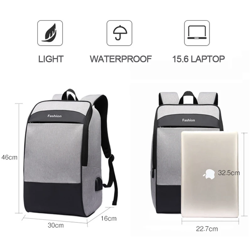 Мужской рюкзак для ноутбука 15 6 дюймов Mochila черная сумка мужчин USB зарядное