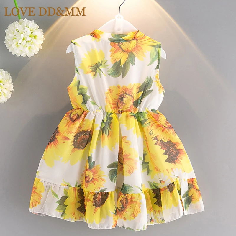 LOVE DD&ampMM Girls Clothing Dresses 2022 Summer New Girl Fashion Sweet Cute Sunflower Pattern Dress | Детская одежда и обувь
