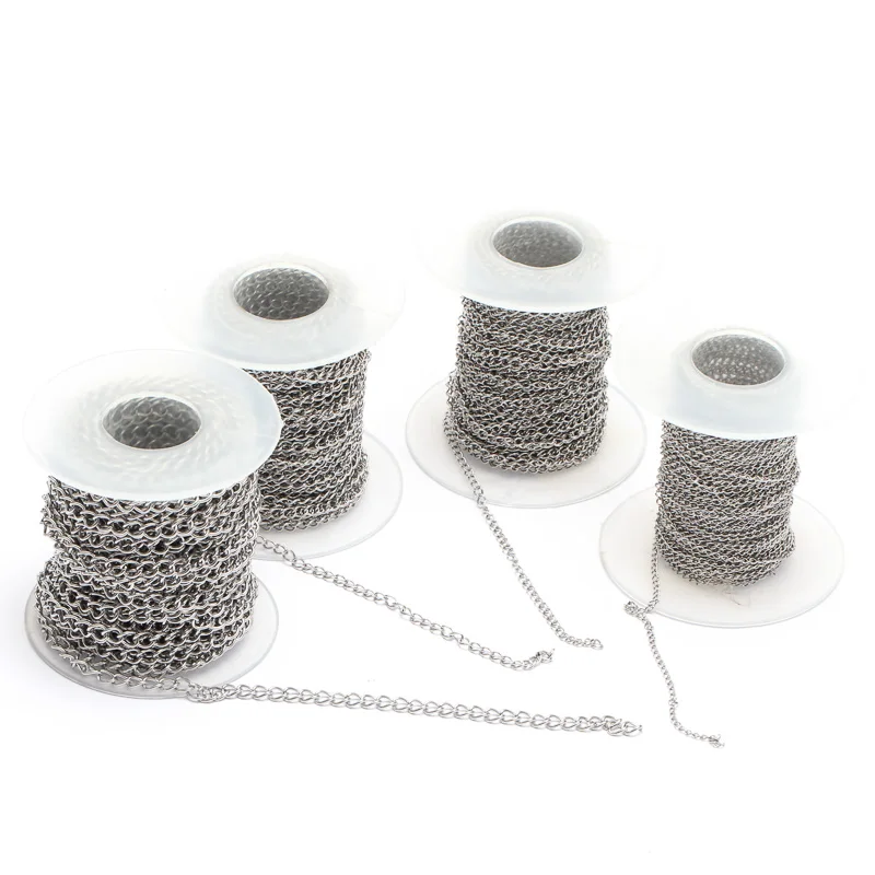 

Металлическая цепь из нержавеющей стали серебристого цвета, 10 м/рулон, 1,8 мм, 2,5 мм, 3 мм, 4,2 мм, для самостоятельного изготовления ожерелья, бра...