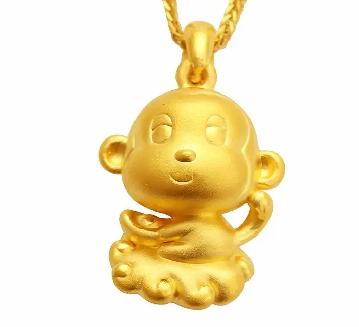 Горячая продажа Настоящее чистое 24K желтое золото кулон обезьяна 2 80g|pendant fashion|pendant