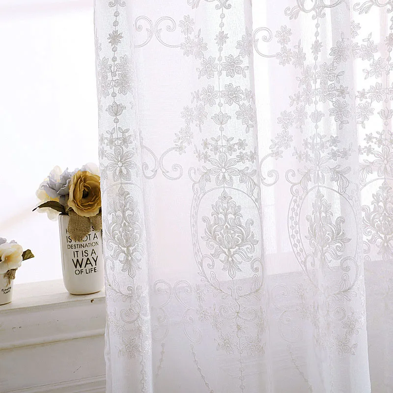White Tulle Китайский стиль роскошные вышитые занавески s для гостиной спальни кофе строчка затемненные занавески ткань готовая M017-40 - Цвет: White Tulle