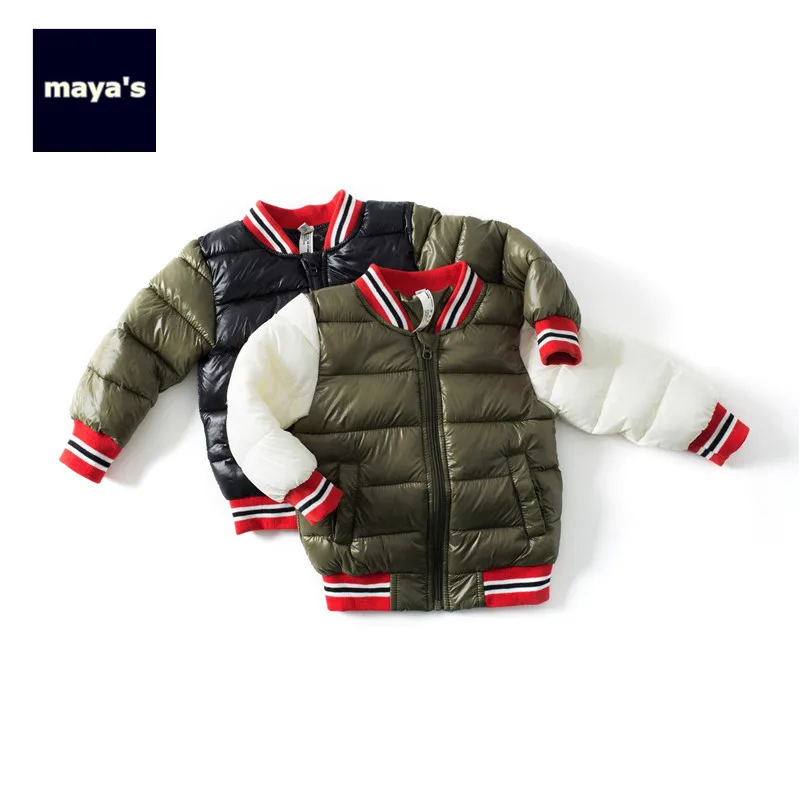 Mayas/модные зимние теплые парки для мальчиков с цветными блокировками детская
