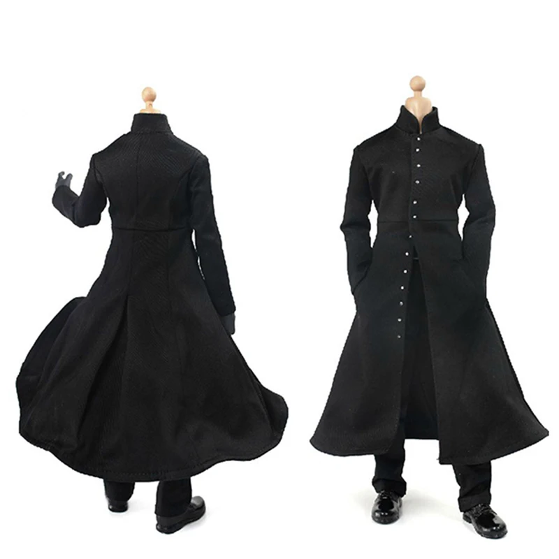

1:6 scale wired black coat clothing suits black cape with diamond coat set for 12" action figure male man nude body
