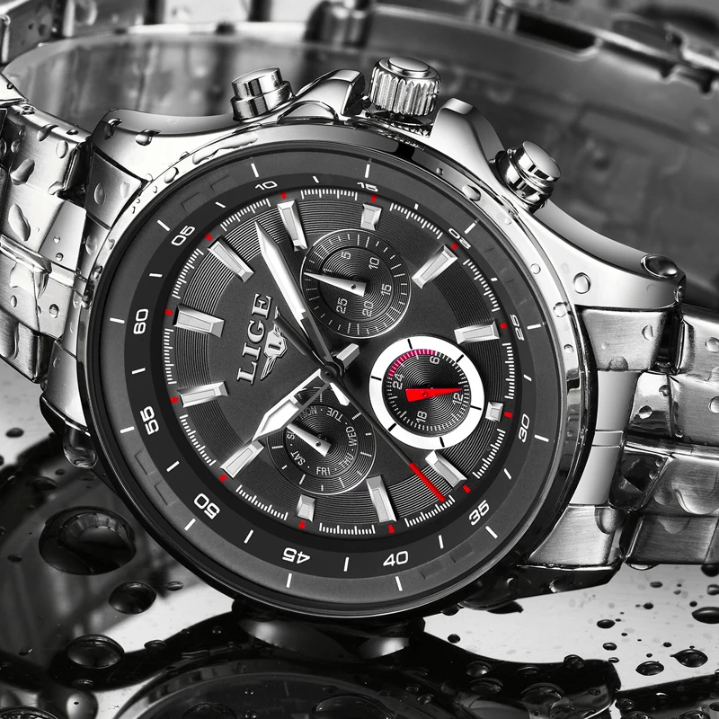 Часы Relojes LIGE мужские модные армейские кварцевые водонепроницаемые|Кварцевые