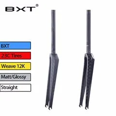 Велосипедная вилка марки BXT 700c из углеродного волокна для шоссейного велосипеда, аксессуары из углеродного волокна, Велосипедная вилка с коническим v-образным тормозом, UD черные детали для велосипеда