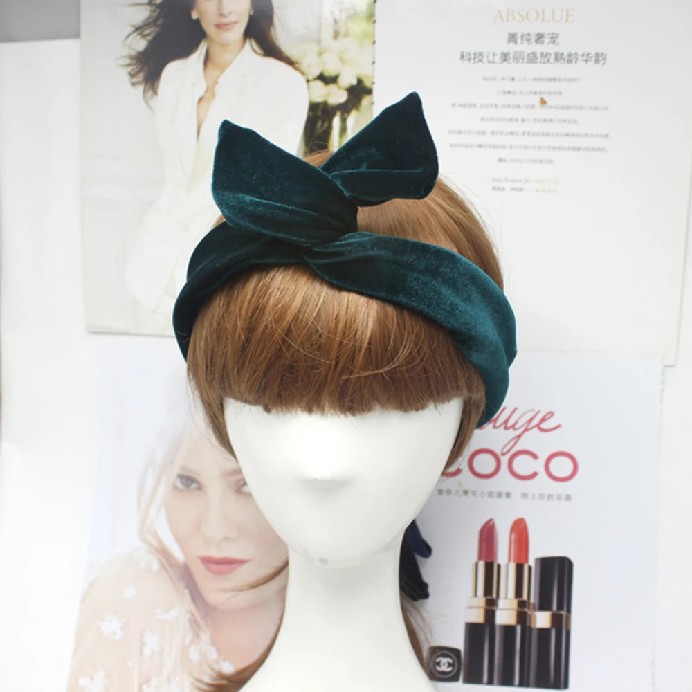 1pcs Velvet Bunny Wire Wrap Headband Hair Band For Women Girls Hair Accessories Rabbit Ear Turban Bandage On Head Bandana images - 6