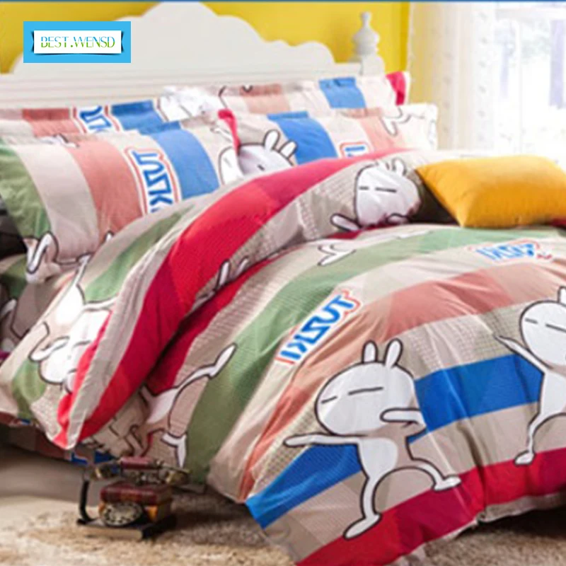 BEST.WENSD домашний текстиль Housse De Couette полосы и мультфильм 4 шт. Комплект постельного