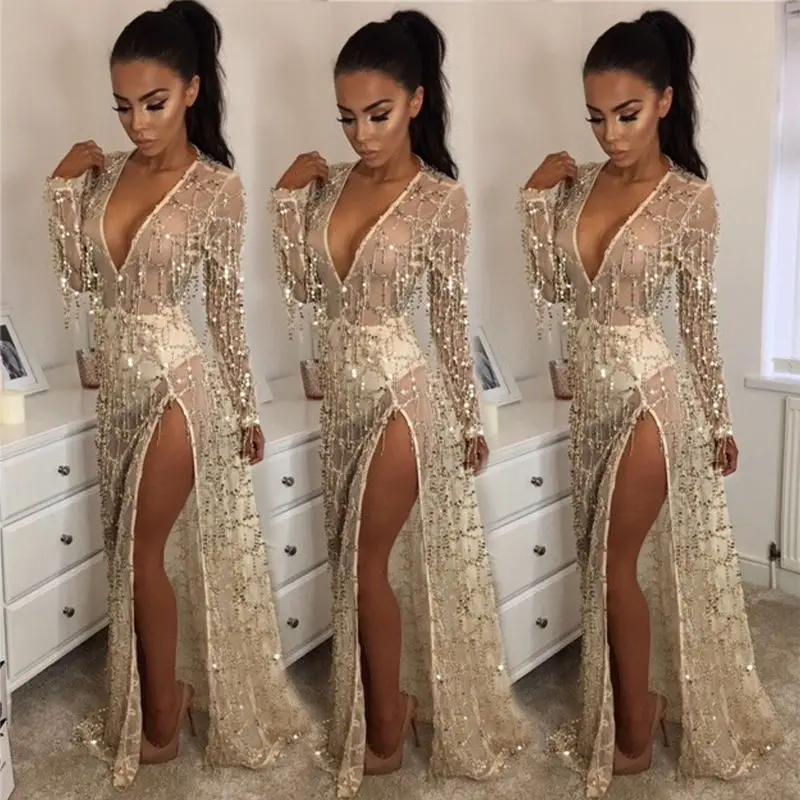 Женское кружевное платье с разрезом однотонное Новое привлекательное винтажное