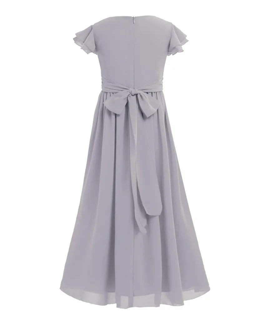 iEFiEL Kids Flower Girls Bridesmaid Wedding Bridal Dress Girl Elegant Events Party Prom Tulle Tutu Chiffon Bow | Детская одежда и