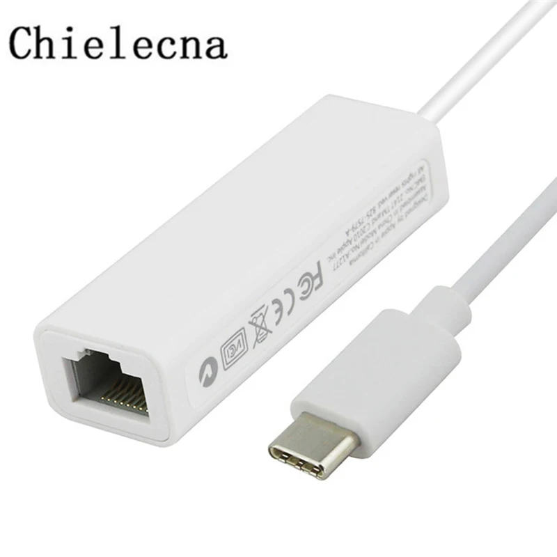 Chielecna Внешний проводной USB C Ethernet адаптер Сетевая карта 10/8/10 Мбит/с Type к RJ45 Lan для