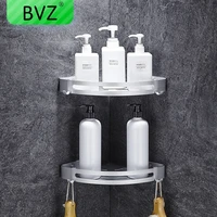 bvz space aluminum bathroom shelf black corner shelves shower basket kitchen storage bath shampoo holder bathroom accessories