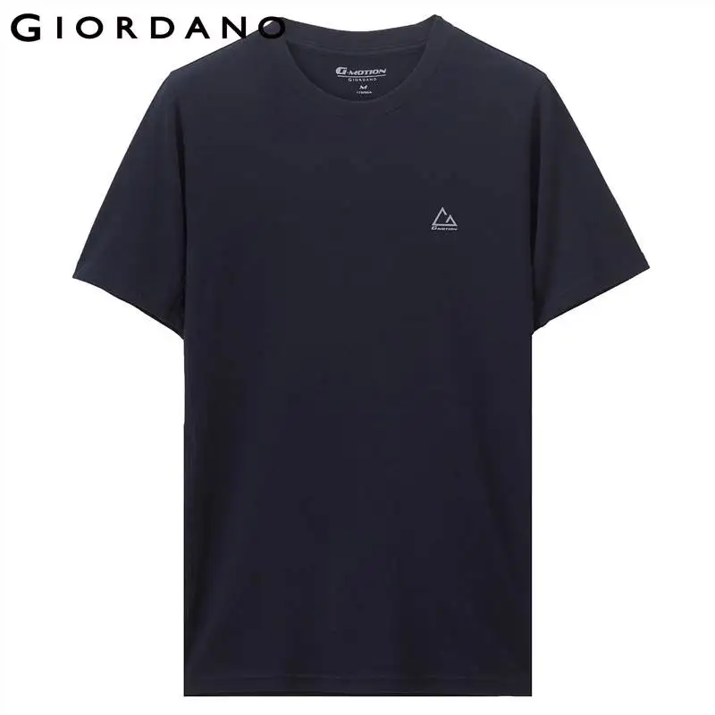 Giordano мужская быстросохнущая спортивная футболка с вышивкой на груди, есть несколько цветовых оттенков - Цвет: 66Blue