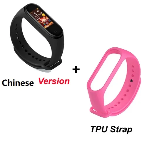 add pink strap Xiaomi Mi 4 смарт-браслет цветной экран пульсометр фитнес черный смарт-браслет музыка Bluetooth 5,0 водонепроницаемый браслет - Цвет: add pink strap