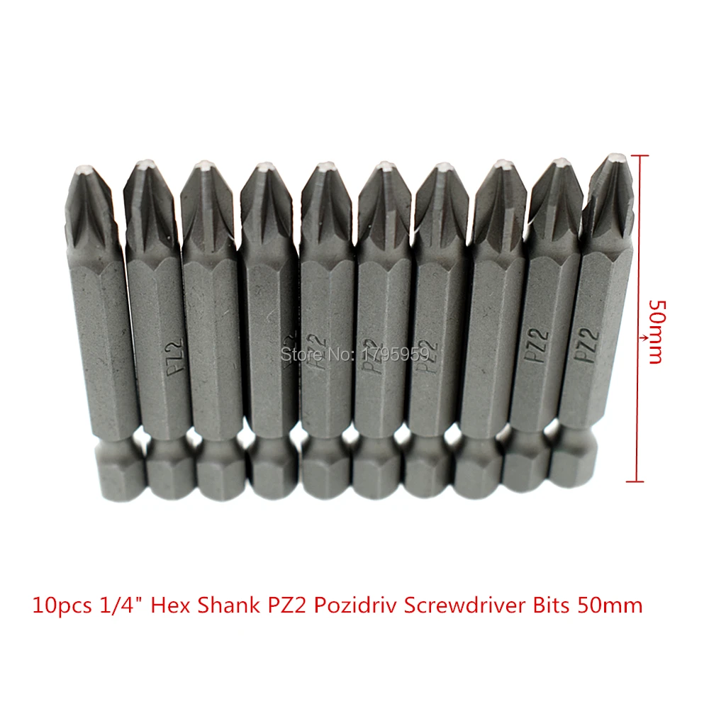 

PZ2 Screwdriver Bit 50mm Pozidriv Impact Driver T30 Torx Screwdriver Insert Bit Tool 10 Piece Set 1/4" Hex Shank Star Drive Bits