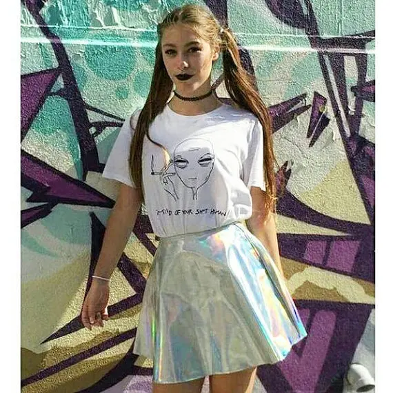 Футболка женская с забавным принтом инопланетянина 18 стилей Повседневная белая