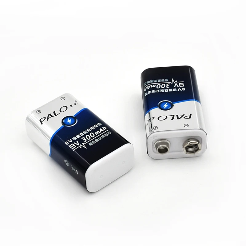 4 шт. аккумуляторные батарейки PALO 9 В Ni-MH 300 мА/ч NIMH 6F22 для беспроводных микрофонов