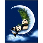 Полноформатнаякруглая алмазная живопись Стразы 5D алмазная вышивка живописная Луна Алмазная мозаика вышивка крестиком животное панда
