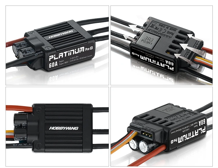 Оригинальный HobbyWing Platinum PRO V4 60A ESC (3S 6S) для 450 480 класса Heli (Пропеллер: 325 360 мм)|Детали