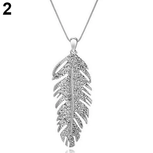 Женская цепочка с кулоном в виде пера стразы из сплава богемном стиле|chain