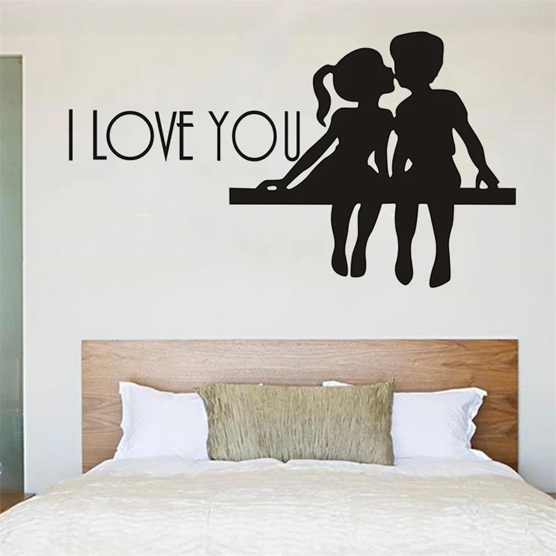 

lovely couple boy girl wall stickers home decor Living Room I Love You wall decals kids Bedrooms mural art