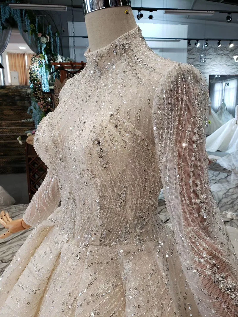WONDMOND vestido de noiva высокое бальное платье с круглым вырезом Роскошные свадебные