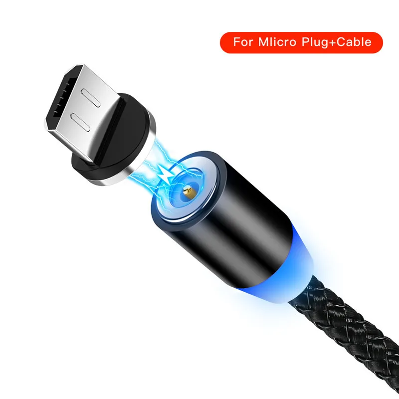 Магнитный USB C Micro USB кабель для huawei P20 светодиодный Тип C магнит зарядное устройство Micro USB кабель для передачи данных нейлоновый провод шнур для Xiaomi samsung