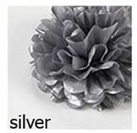 Silver 1 шт. большой Размеры тканевый помпон 12/14/16 дюймов в европейском и американском стиле; праздничное свадебное украшение цветочные шары из бумаги DIY Бумага Pom Poms ZY151 - Цвет: Silver