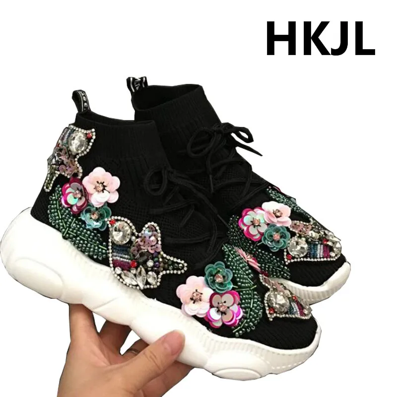 HKJL/Популярные эластичные носки с логотипом обувь Новинка 2019 года модная высоким