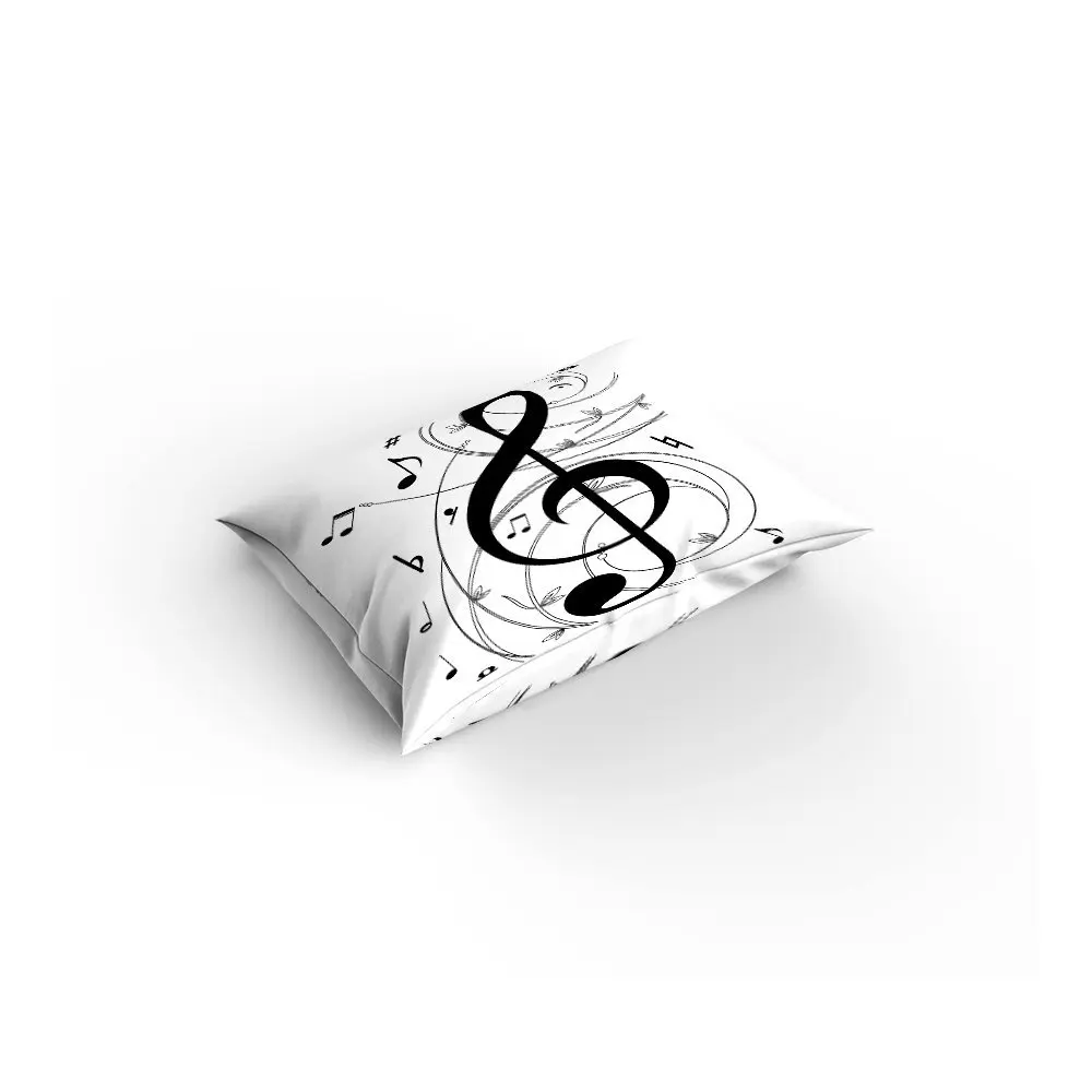 Комплект постельного белья Queen Size черный белый с музыкальными нотами
