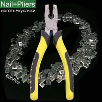 600 pcs nail 1 pcs snap snap pliers for assembling the cage fastening tool pliers nail group cage and mixed sales metal nail