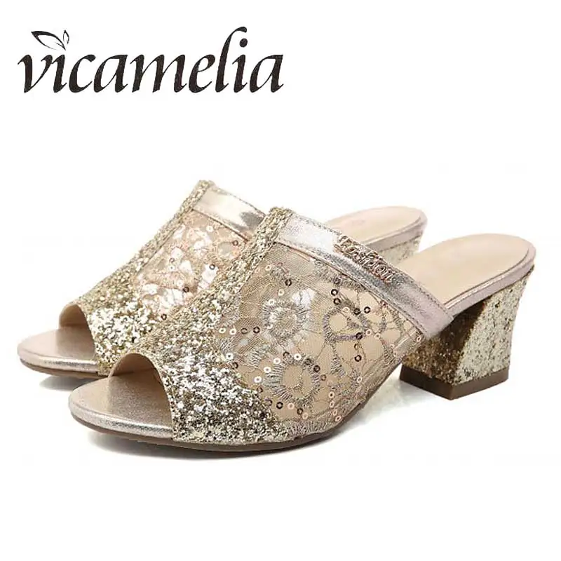 Vicamelia Women Sandals 2018 With Square Heels Fashion Fenty Beauty Wedding Ladies Summer Woman Shoes Peep Toe 233 | Обувь