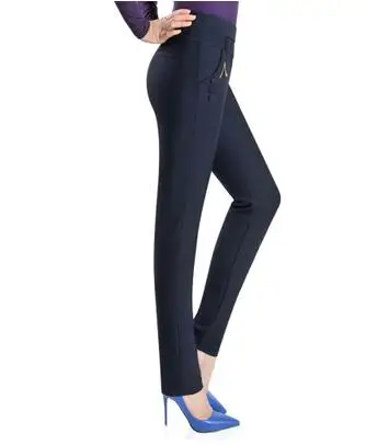 Navy blue Брюки Весна Лето женские высококачественные большие размеры брюки карго для отдыха с высокой талией женские брюки Стрейчевые тонкие BN3625 - Цвет: Navy blue