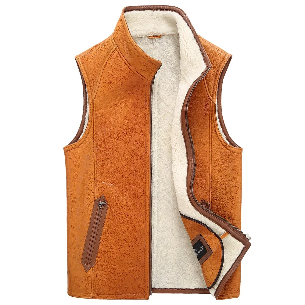 Бесплатная доставка Мех животных одна часть кожаная одежда мужской жилет осень и