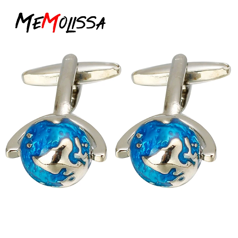 MeMolissa запонки с глобусом модный дизайн серебро синим именем цвет карта мира форма