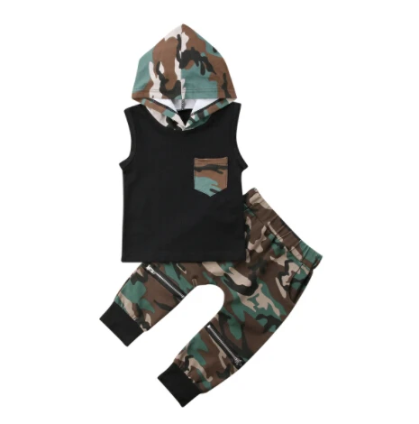 Камуфляжная футболка для маленьких мальчиков 2 предмета Комплект одежды: Топ +