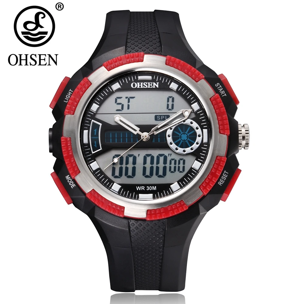 Лидер продаж Новый OHSEN Марка цифровой кварцевые спортивные часы Для мужчин