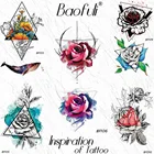 Акварельная живопись Baofuli, татуировки для творчества с цветами, светящиеся треугольные розы, Временный якорь, Кит, галактика, искусственные татуировки, сексуальное тело, руки, шея