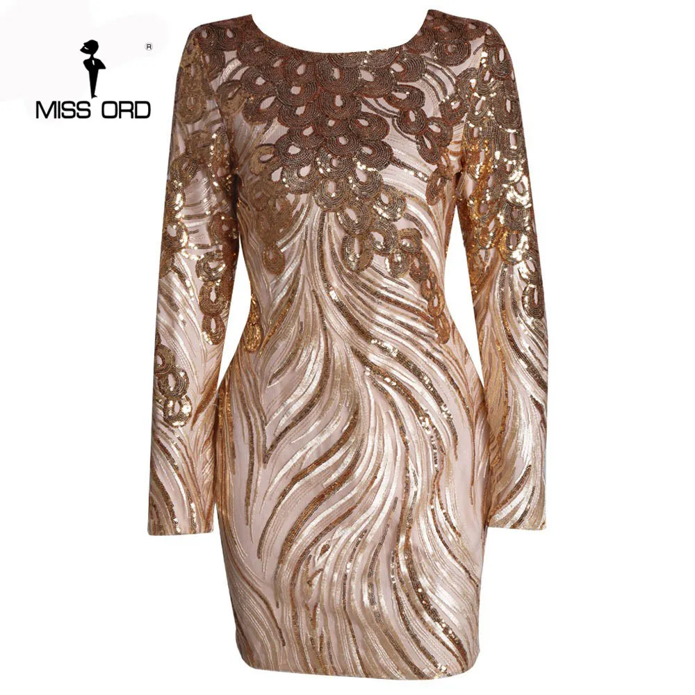 Missord 2018 сексуальное облегающее ретро платье с блестками и круглым вырезом