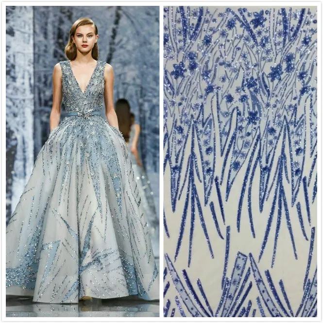 3D цветок кружева блестки кружевной ткани для свадебное платье Высокое качество