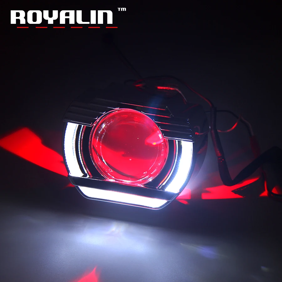 ROYALIN светодиодный Ангел Eyesl DRL кольцо с отверстием Flatboy кожухи мини биксеноновые линзы проектора H1 2,5 дюймов для H4 H7 автомобильный стайлинг фары