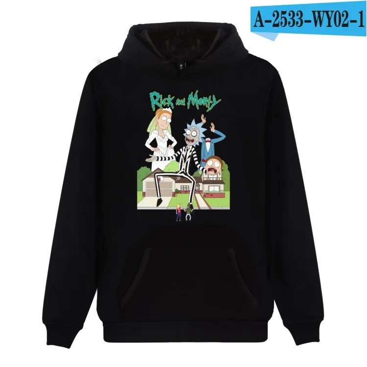 LUCKYFRIDAYF Rick And Morty мужская толстовка с капюшоном Harajuku/Женская хлопковая Осенняя аниме-Толстовка Кепка для мужчин/женщин толстовки уличная одежда - Цвет: black