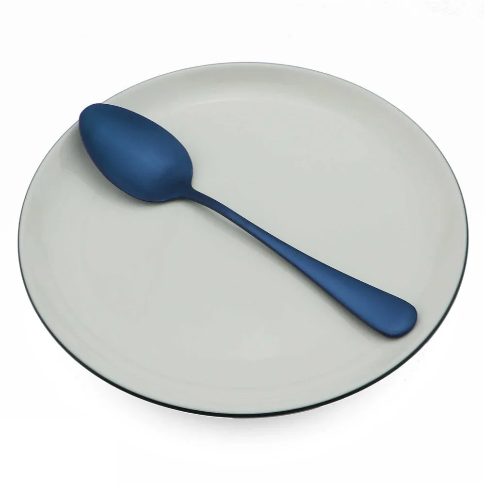 Dessert Spoon Элегантные Синие столовые приборы набор посуды десерт креативный столовый набор вилки для фруктов торт из нержавеющей стали стейк нож набор посуды - Цвет: Dessert Spoon