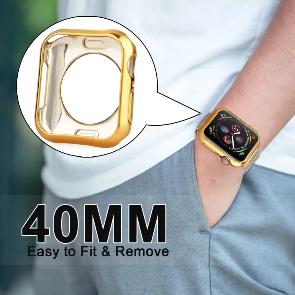 1 шт. силиконовый защитный чехол для Apple Watch Series 4 40 мм розовые золотые серебряные