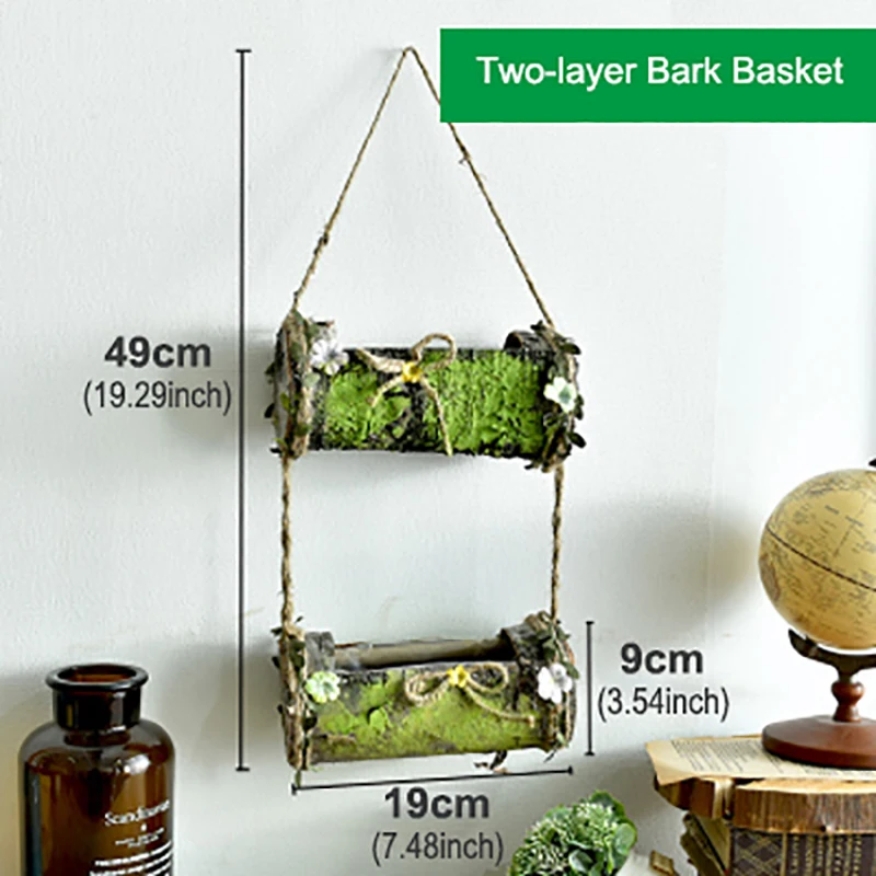 1 шт. настенный слой натуральная деревянная корзина для коры Искусственные цветы