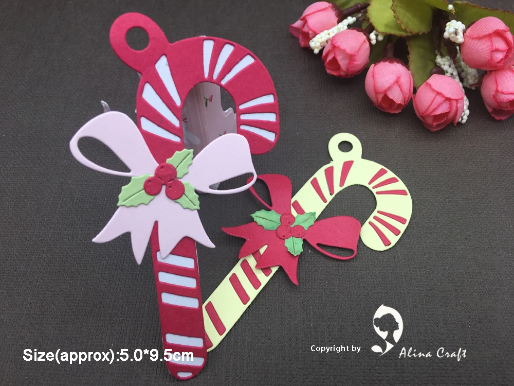 AlinaCraft METAL CUTTING DIES cut 6pc christmas candy cane stick bow Scrapbook paper craft card album punch stencil art cutter | Дом и сад